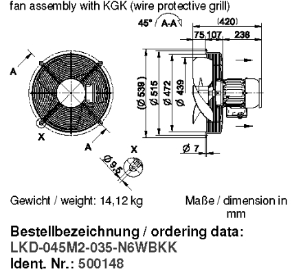 Габаритные размеры и исполнение KGV EX(e) 450/32 T4 400V 162350